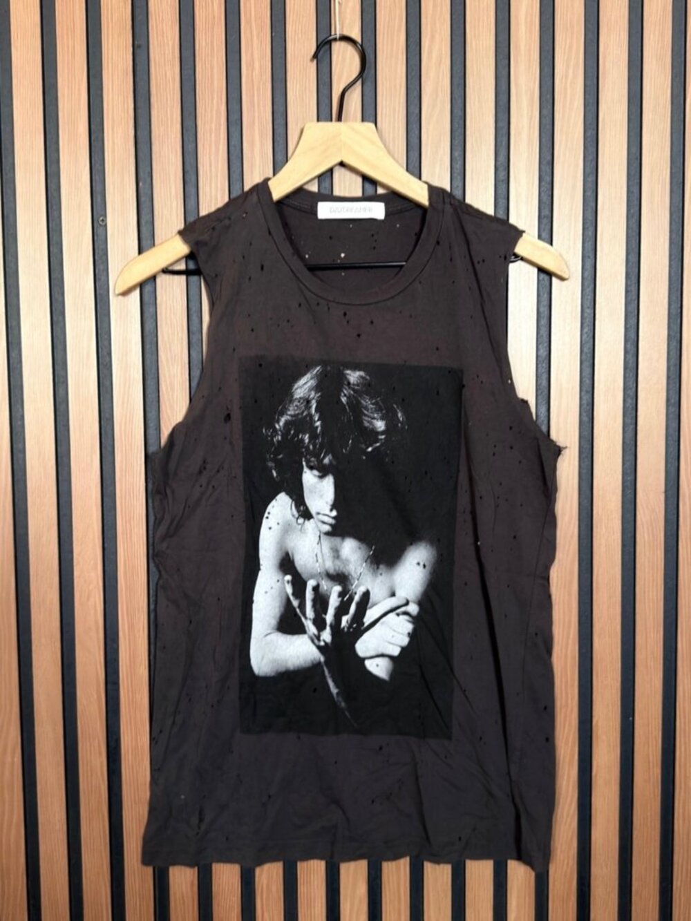 Daydreamer Muscle Shirt Small Gray Frayed Jim Morrison The Doors Pinhole - Picture 1 of 6
